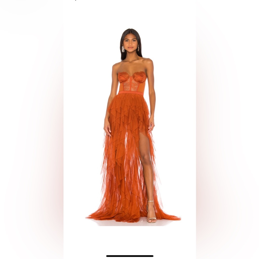 For Love and Lemona Bustier Gown in Rust